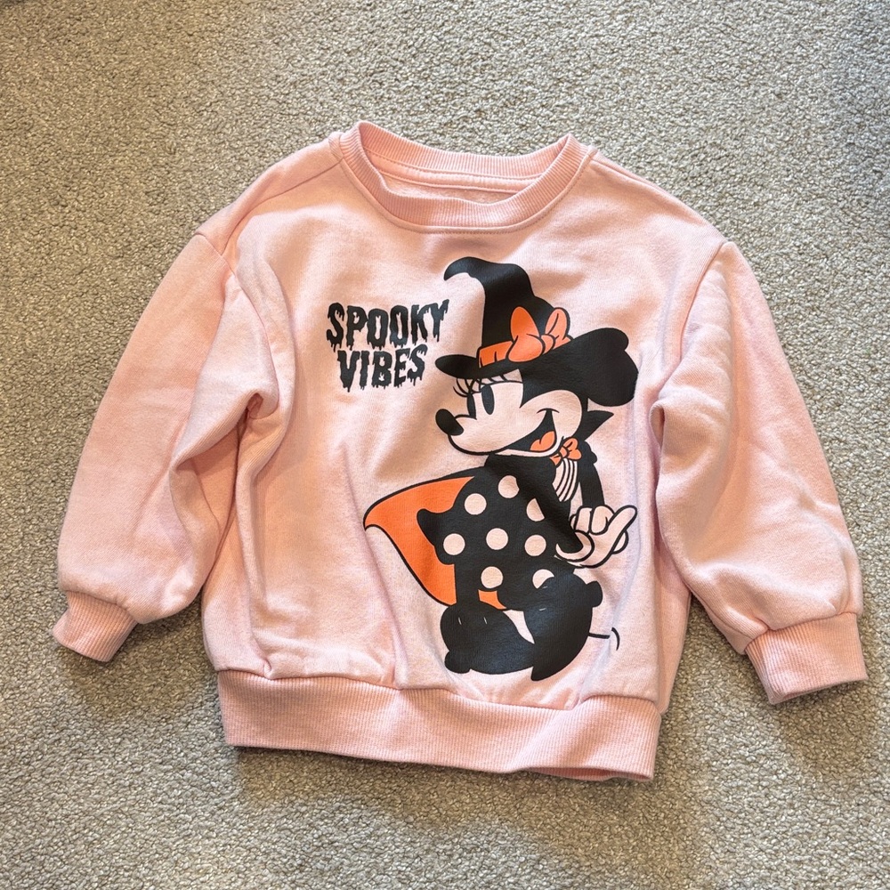 Disney Pink Minnie Mouse Spooky Vibes Halloween Sweatshirt